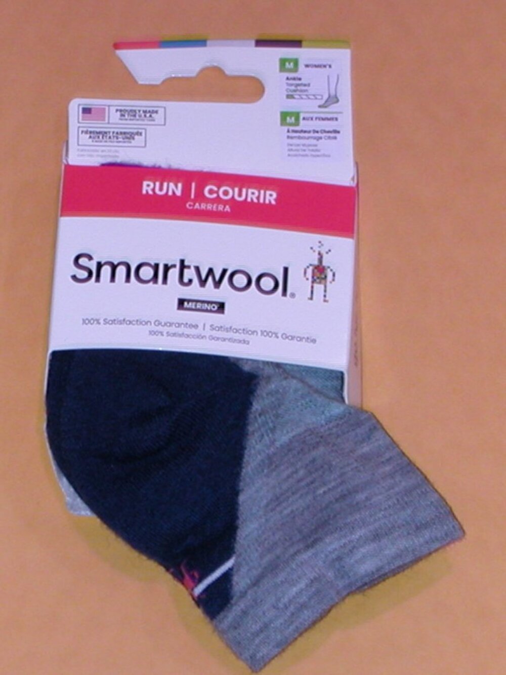 SmartWool Run Targeted Cushion Ankle Socks Women's Medium NWT Light Gray